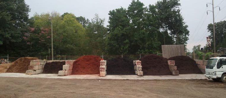 Mulch bins in the supply yard
