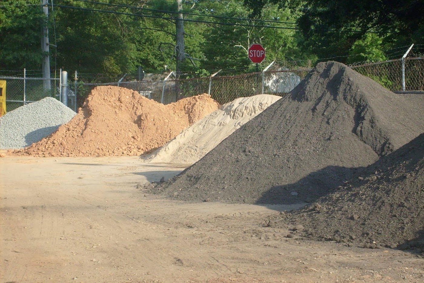 Bulk soil, sand and gravel piles
